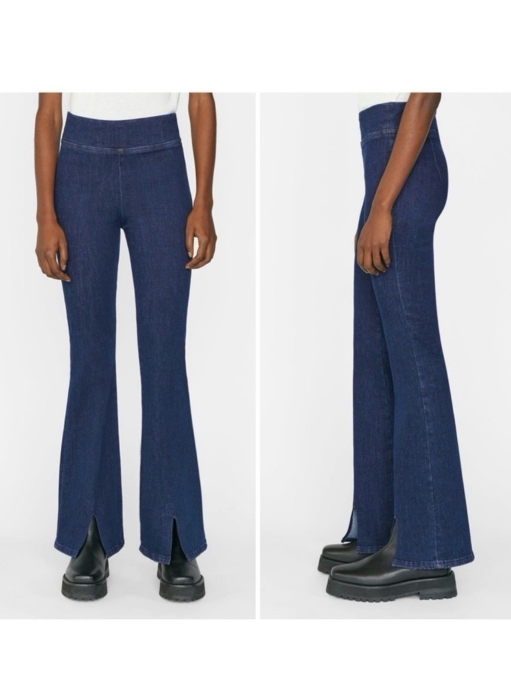 FRAME The Jet Set Flare in Keller Dark Blue Pull On Stretchy Denim Jeans sz 2